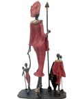 Famille Massaï 50 cm rouge n°1 Bronzes d'Afrique