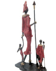 Famille Massaï 50 cm rouge n°1 Bronzes d'Afrique