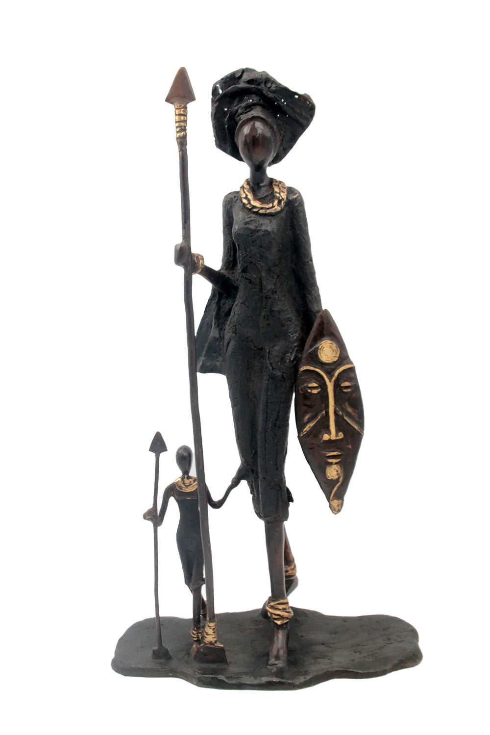 Famille Massaï 50 cm noire n°1 Bronzes d'Afrique