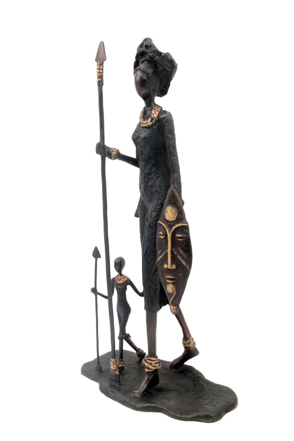 Famille Massaï 50 cm noire n°1 Bronzes d'Afrique