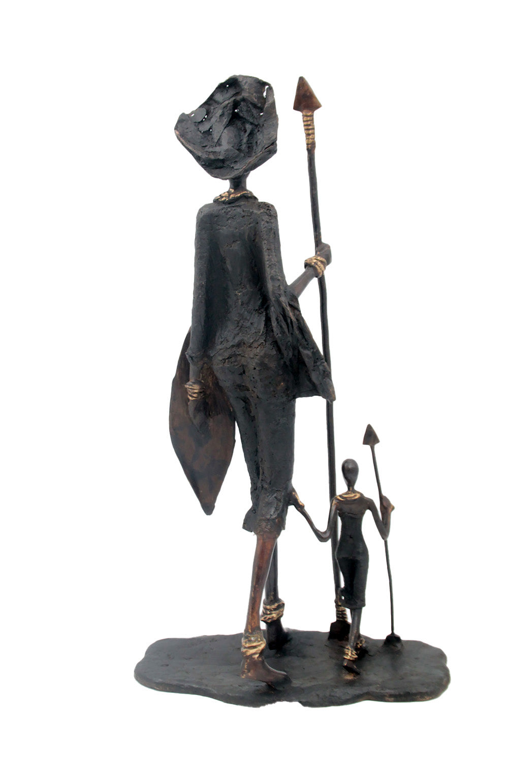Famille Massaï 50 cm noire n°1 Bronzes d'Afrique