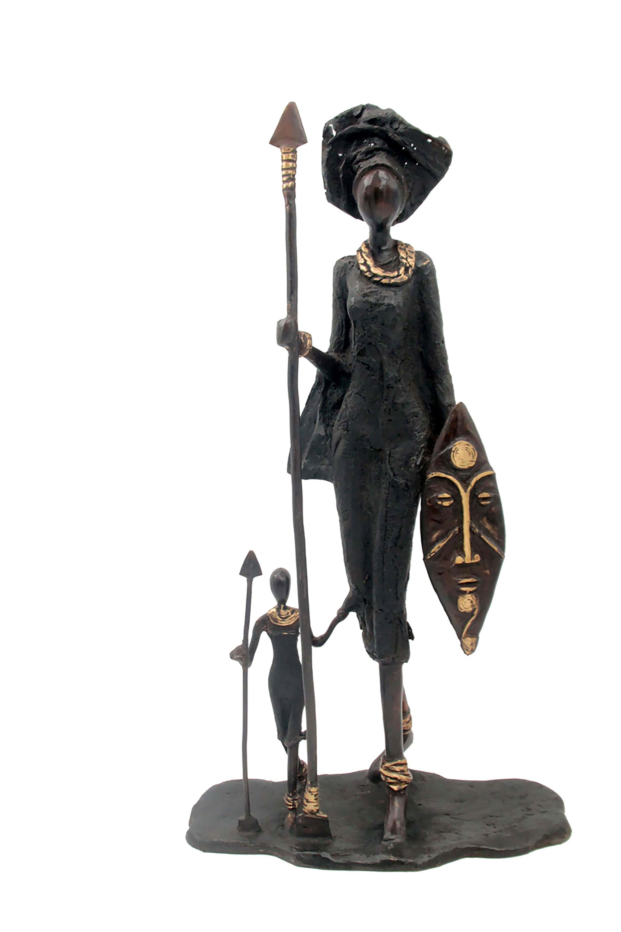 Famille Massaï 50 cm noire n°1 Bronzes d'Afrique