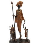Famille Massaï 50 cm marron n°1 Bronzes d'Afrique