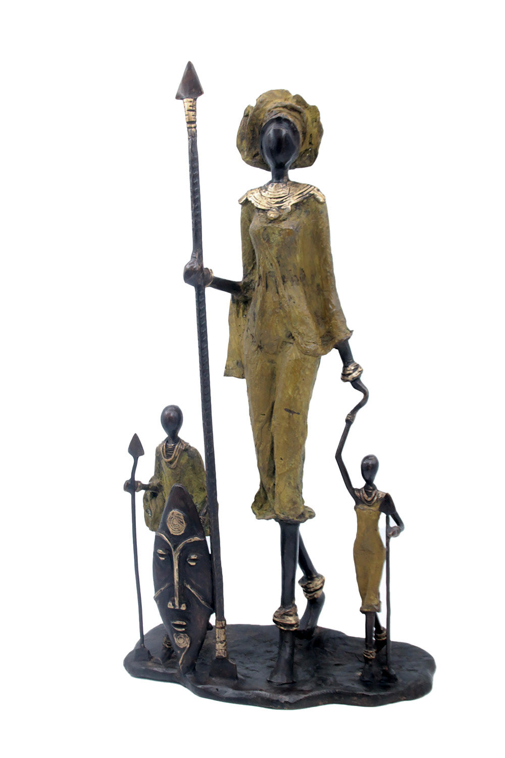 Famille Massaï 50 cm verte n°1 Bronzes d'Afrique