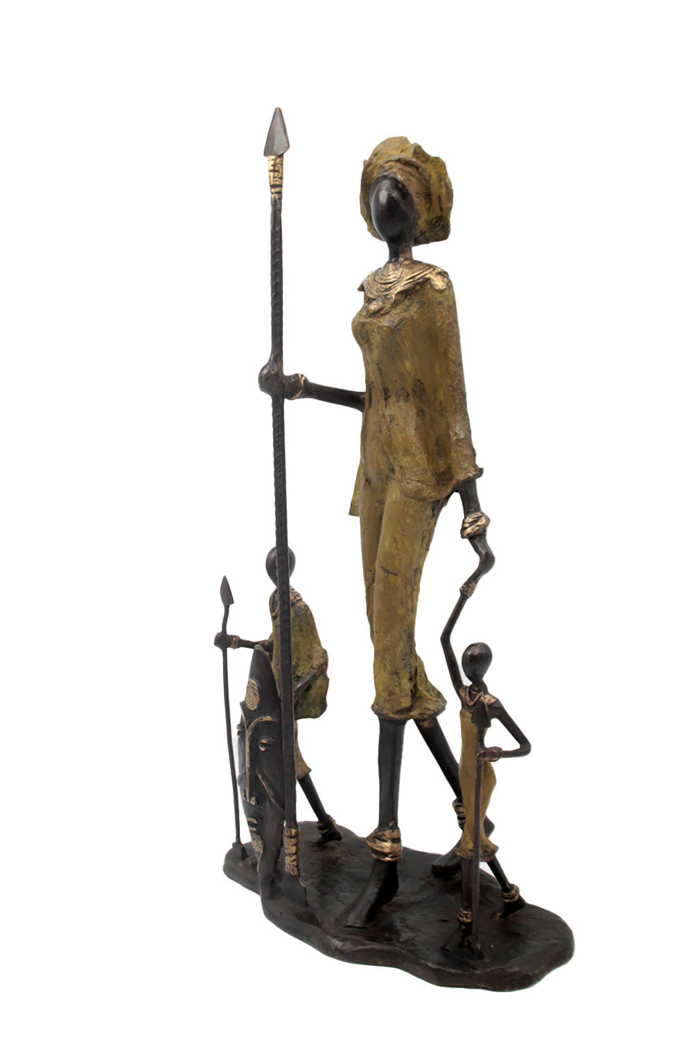Famille Massaï 50 cm verte n°1 Bronzes d'Afrique