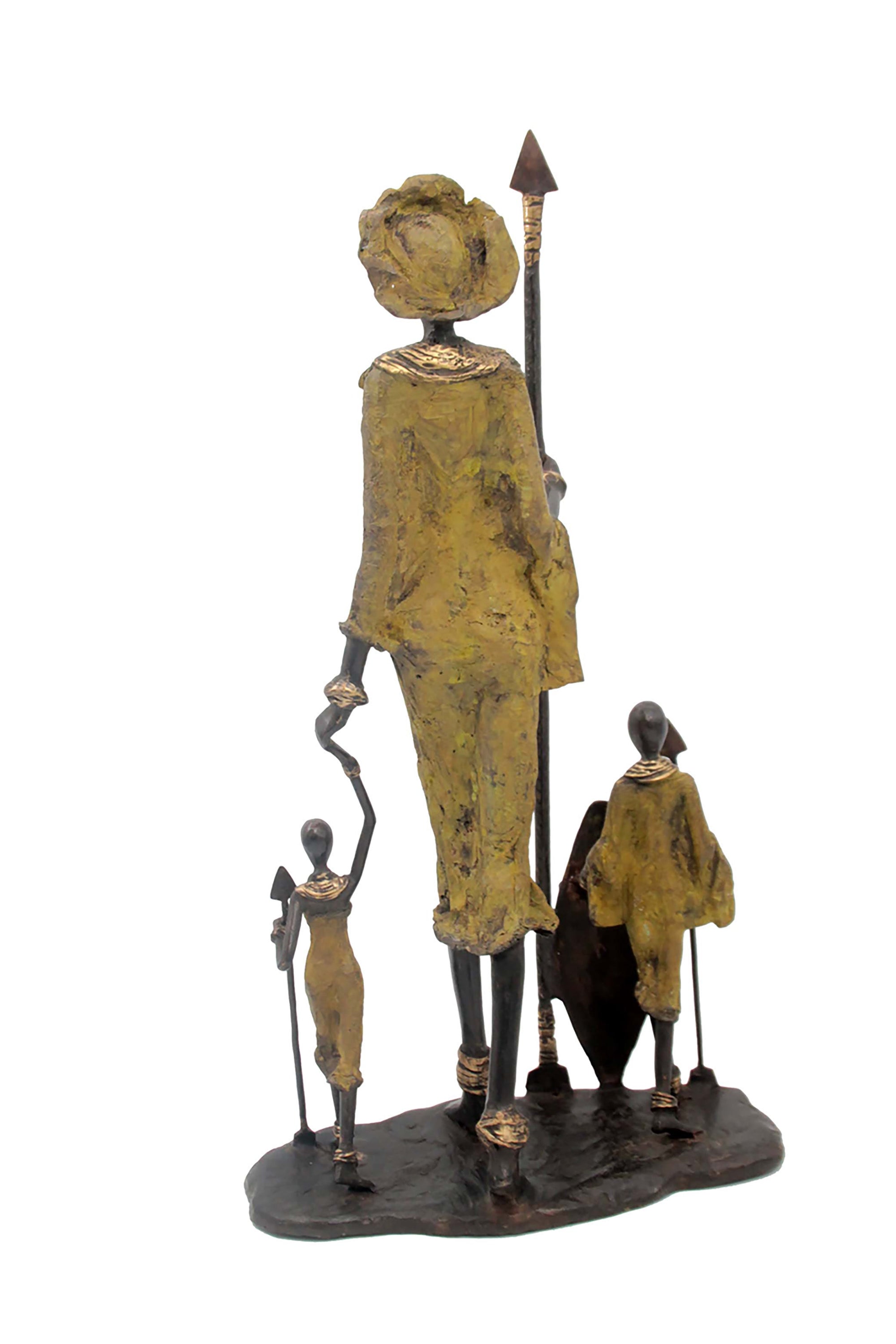 Famille Massaï 50 cm verte n°1 Bronzes d'Afrique