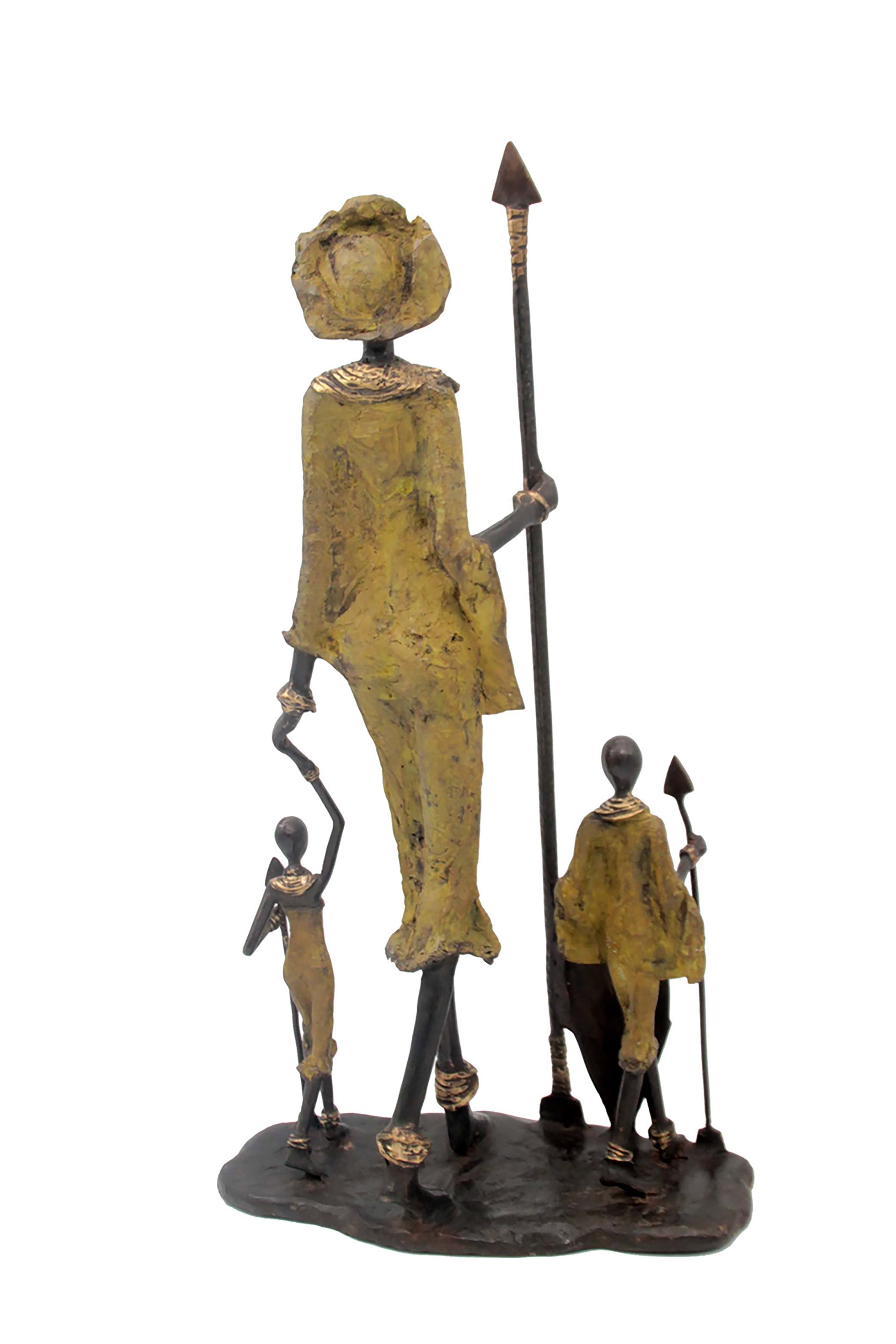 Famille Massaï 50 cm verte n°1 Bronzes d'Afrique