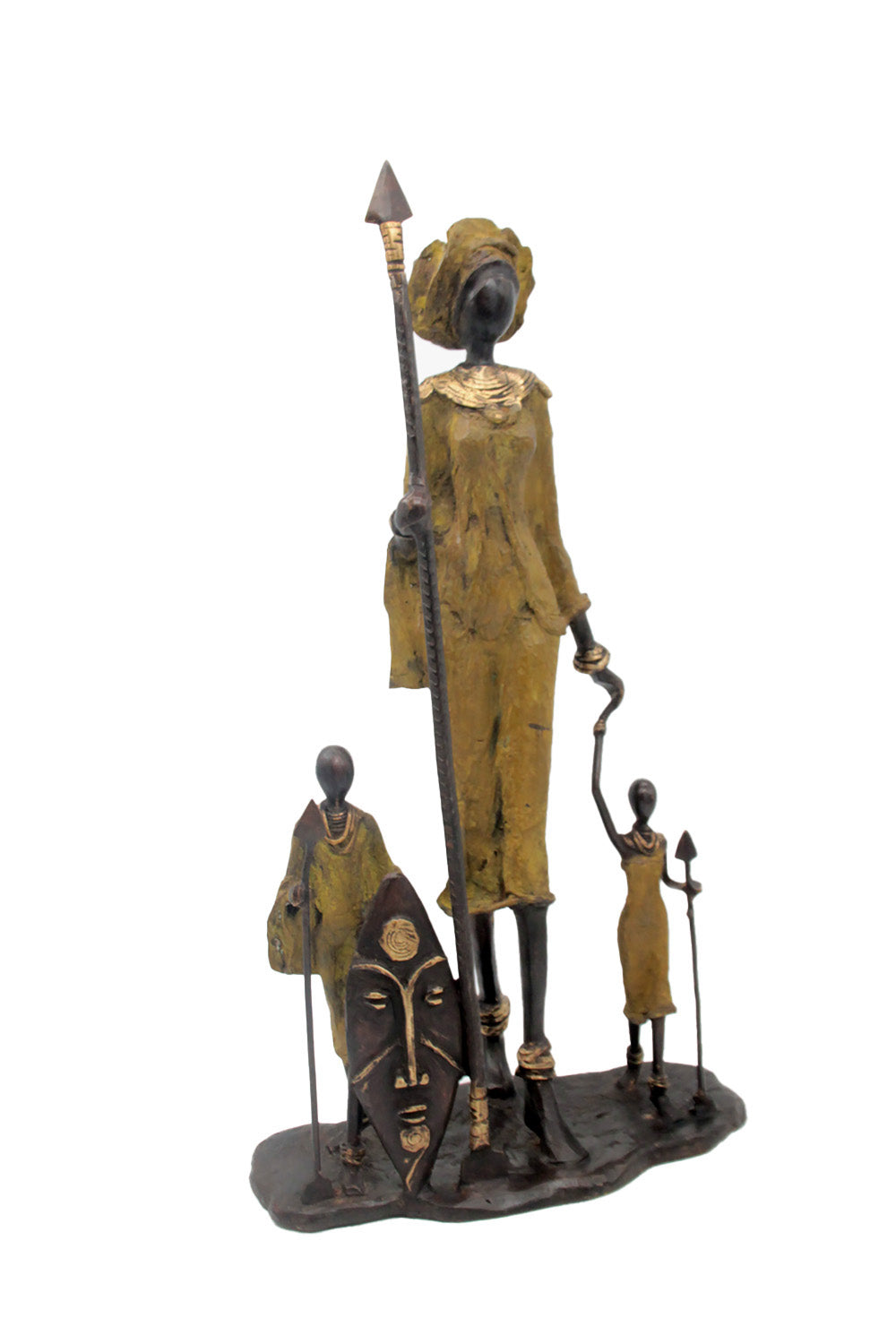 Famille Massaï 50 cm verte n°1 Bronzes d'Afrique