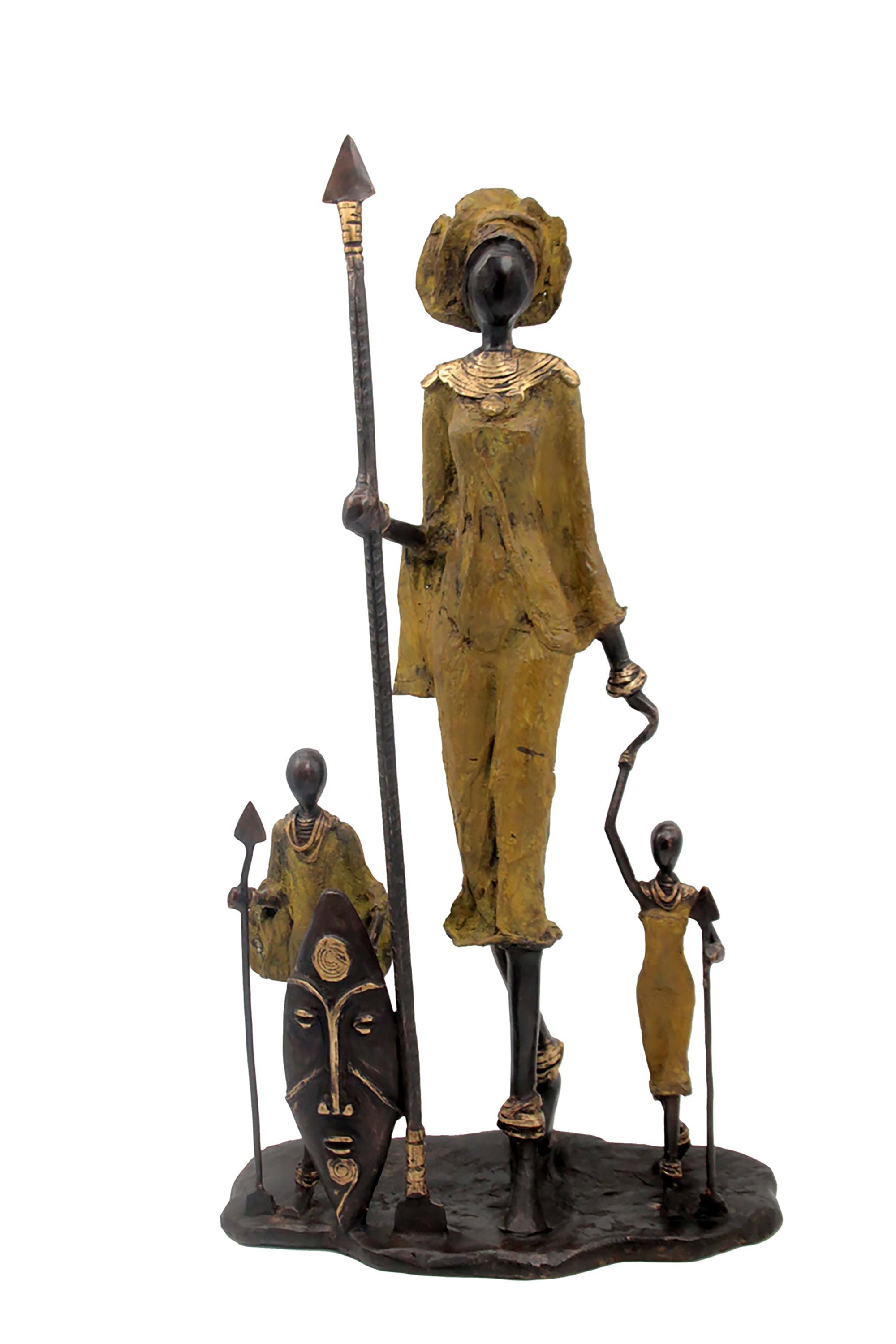 Famille Massaï 50 cm verte n°1 Bronzes d'Afrique