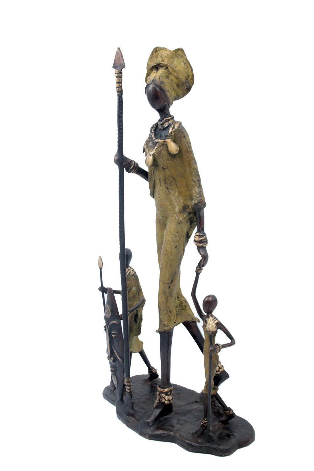 Famille Massaï 50 cm verte n°2 Bronzes d'Afrique