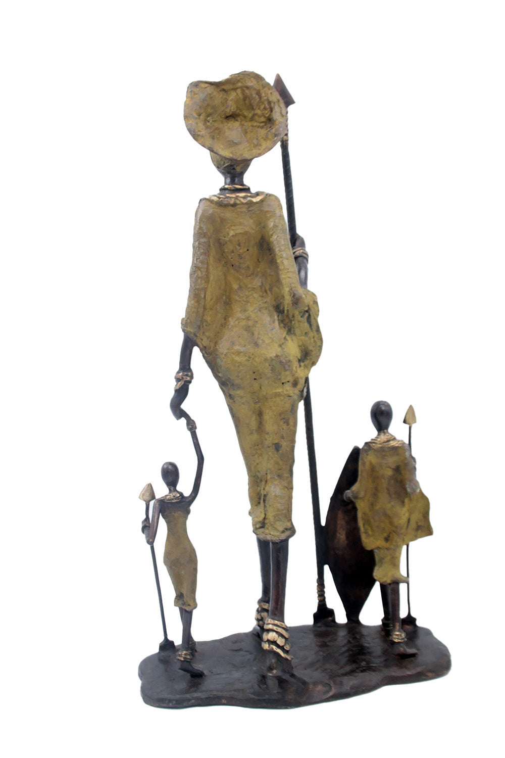 Famille Massaï 50 cm verte n°2 Bronzes d'Afrique