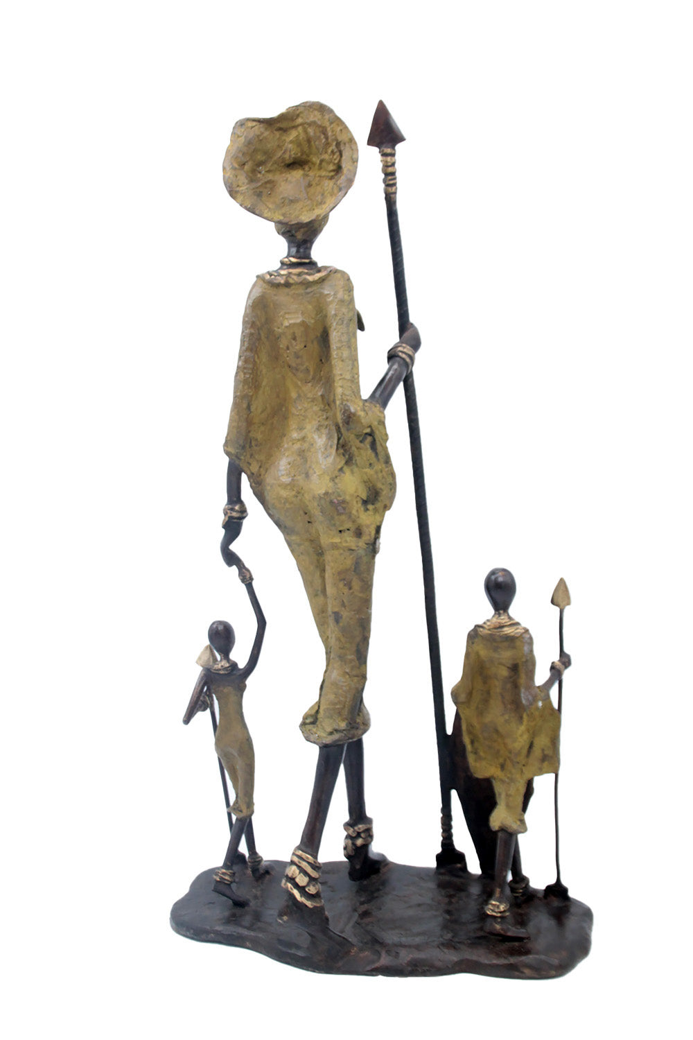 Famille Massaï 50 cm verte n°2 Bronzes d'Afrique