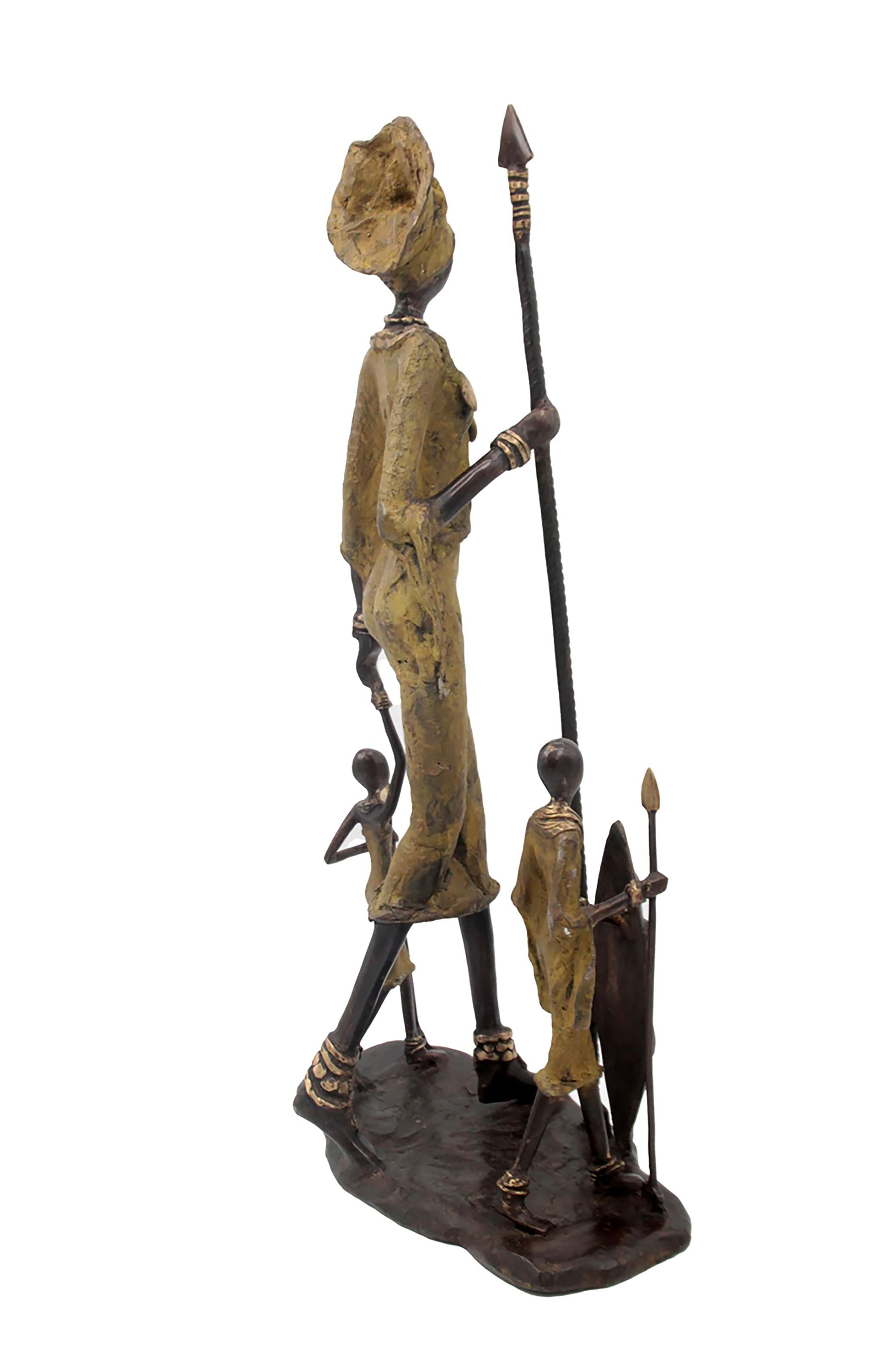 Famille Massaï 50 cm verte n°2 Bronzes d'Afrique