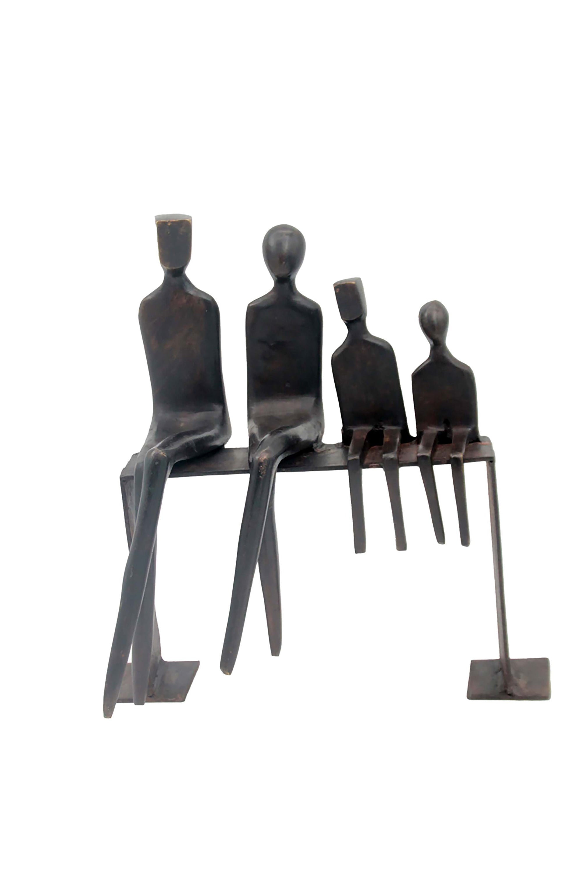 Bronze famille abstraite sur banc 28 cm marron n°2 Bronzes d'Afrique