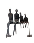 Bronze famille abstraite sur banc 28 cm marron n°2 Bronzes d'Afrique