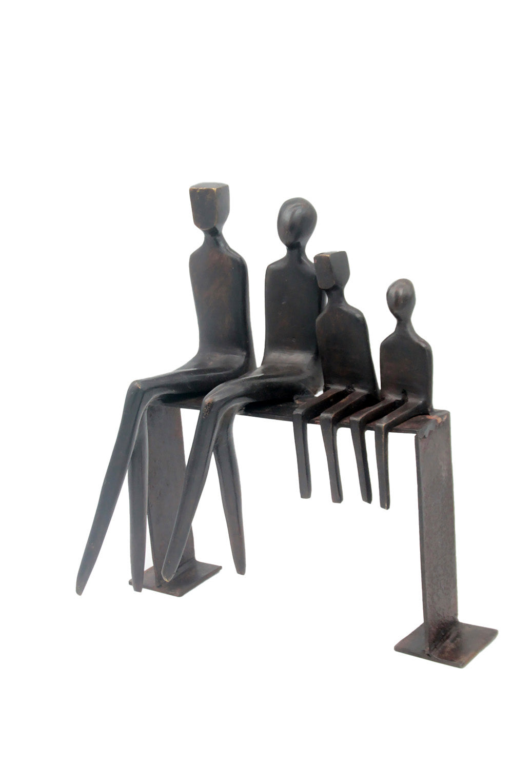 Bronze famille abstraite sur banc 28 cm marron n°2 Bronzes d'Afrique