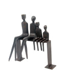 Bronze famille abstraite sur banc 28 cm marron n°2 Bronzes d'Afrique