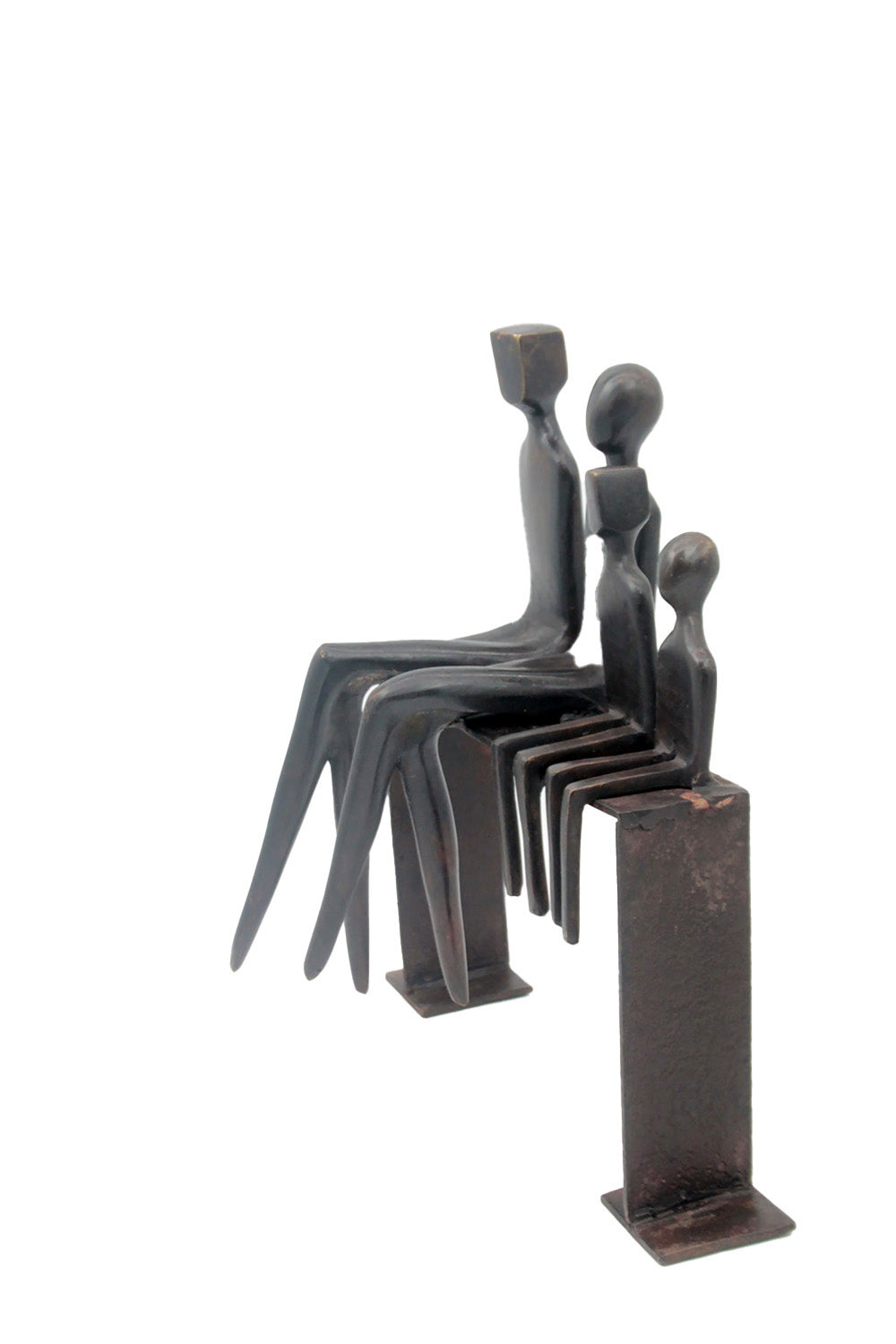 Bronze famille abstraite sur banc 28 cm marron n°2 Bronzes d'Afrique