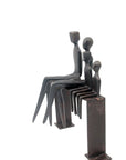 Bronze famille abstraite sur banc 28 cm marron n°2 Bronzes d'Afrique