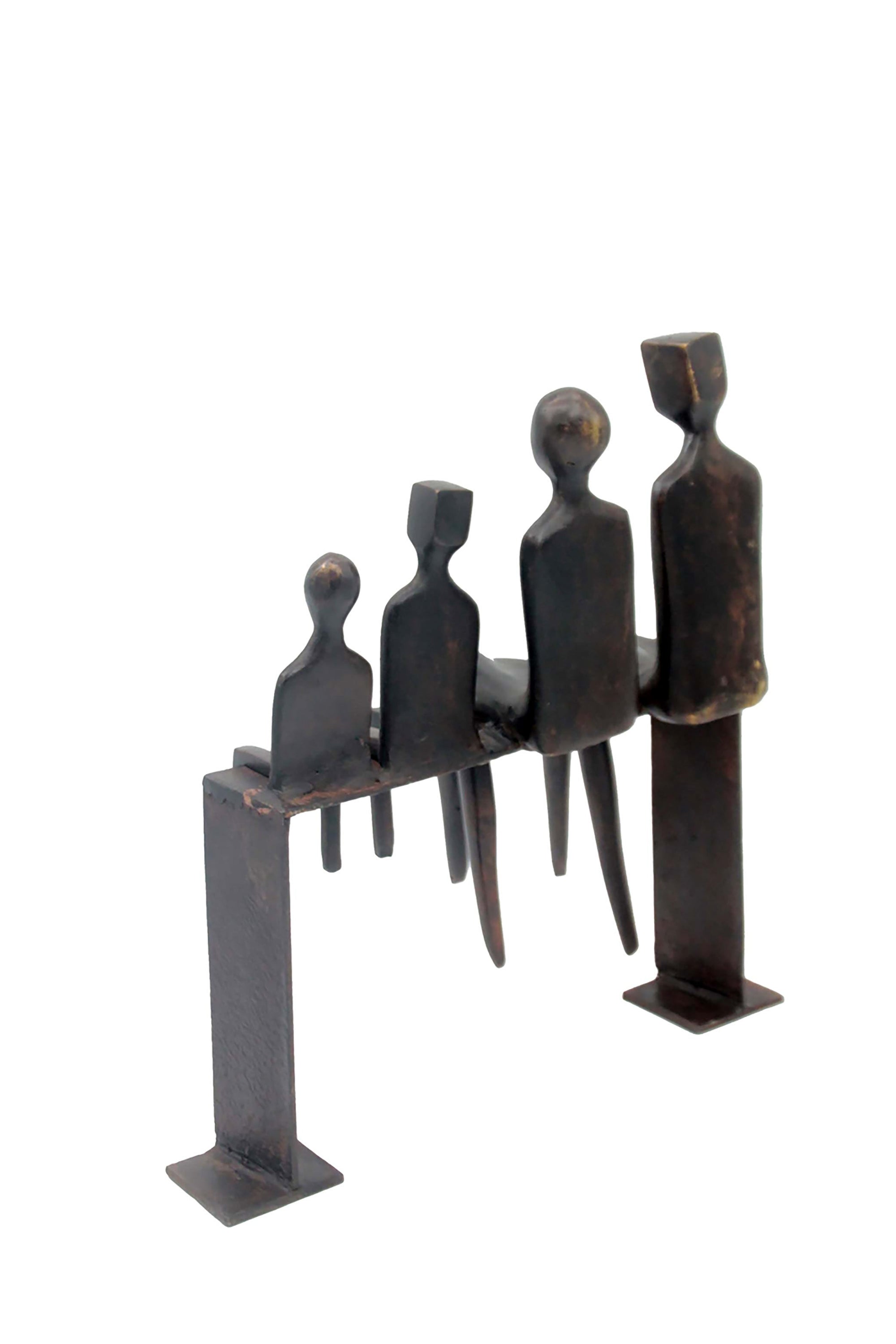 Bronze famille abstraite sur banc 28 cm marron n°2 Bronzes d'Afrique