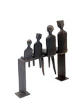 Bronze famille abstraite sur banc 28 cm marron n°2 Bronzes d'Afrique