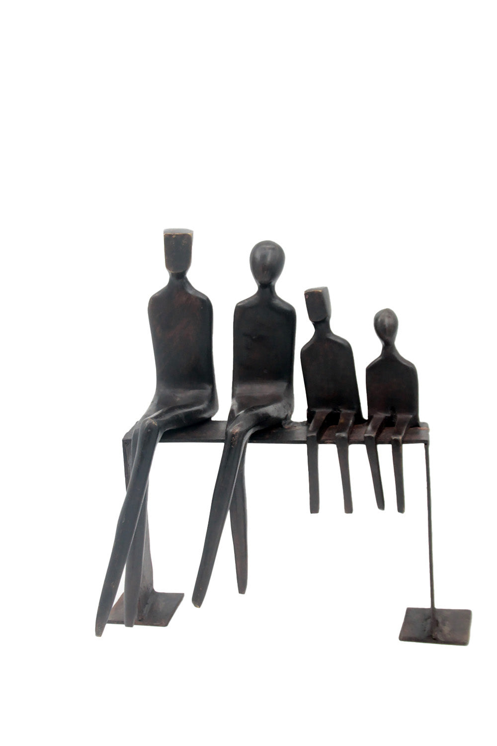 Bronze famille abstraite sur banc 28 cm marron n°2 Bronzes d'Afrique