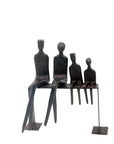 Bronze famille abstraite sur banc 28 cm marron n°2 Bronzes d'Afrique