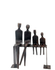 Bronze famille abstraite sur banc 28 cm marron n°3 Bronzes d'Afrique