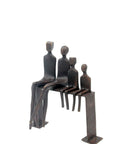 Bronze famille abstraite sur banc 28 cm marron n°3 Bronzes d'Afrique