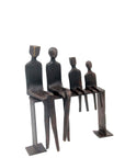 Bronze famille abstraite sur banc 28 cm marron n°3 Bronzes d'Afrique