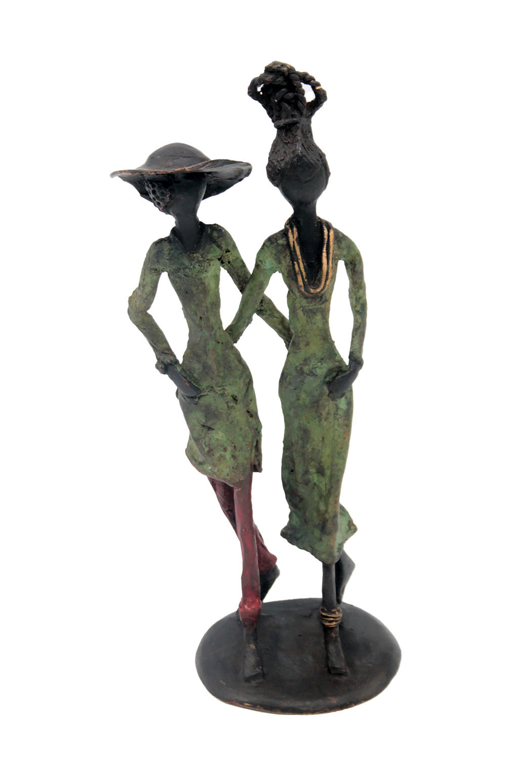 Bronze couple 25 cm marron et vert n°1 Bronzes d'Afrique