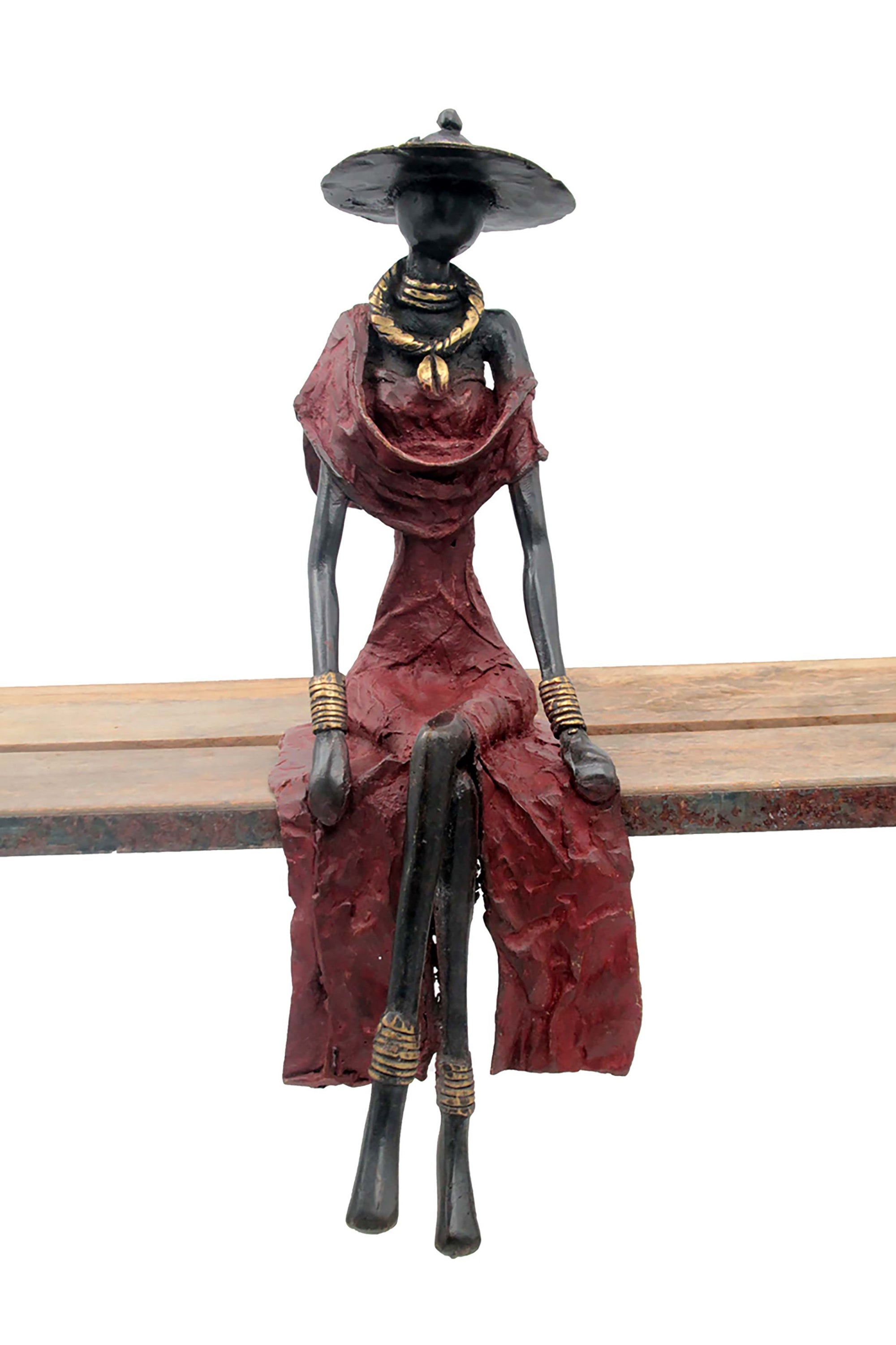 Bronze assis 40 cm rouge n°4 Bronzes d'Afrique