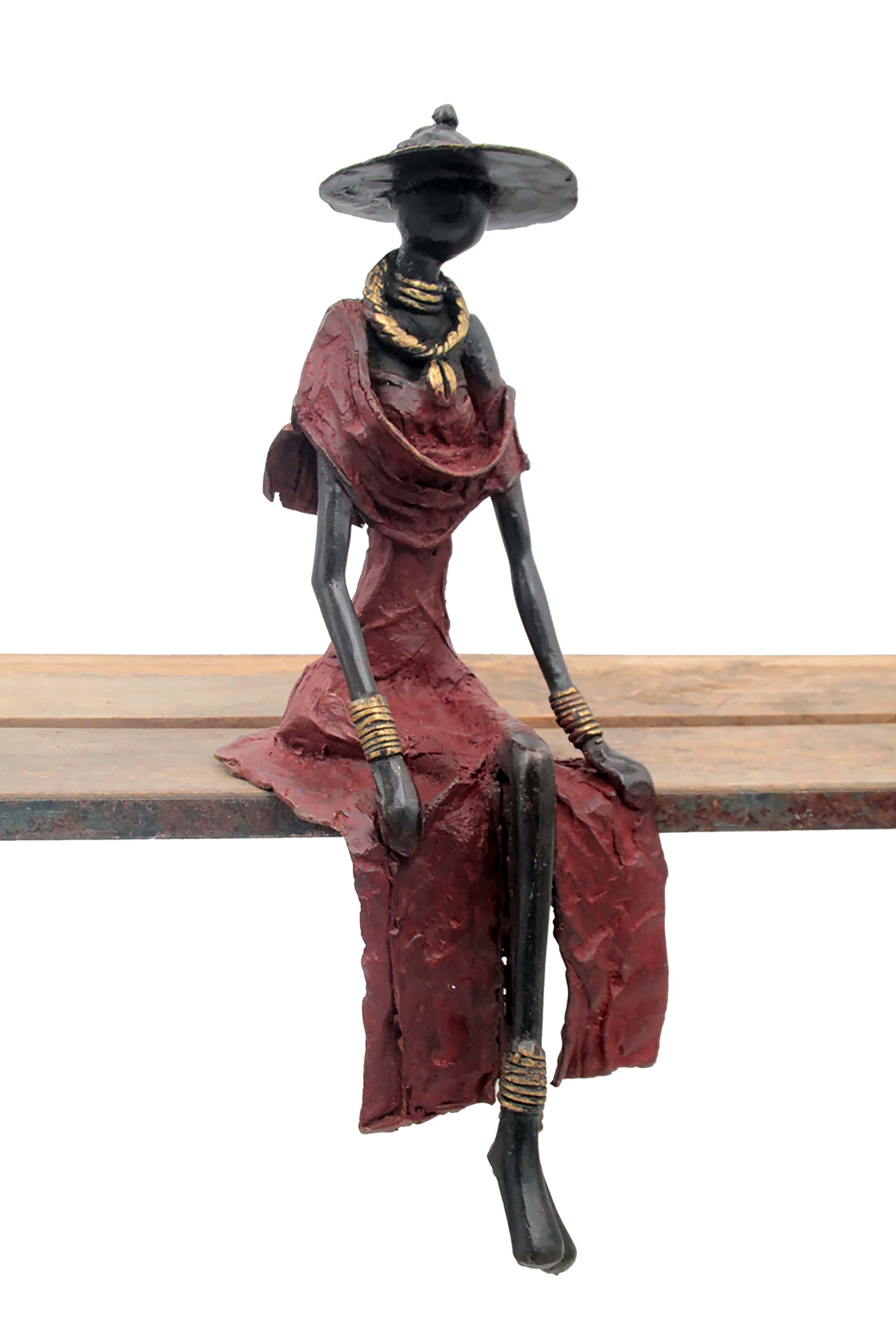Bronze assis 40 cm rouge n°4 Bronzes d'Afrique
