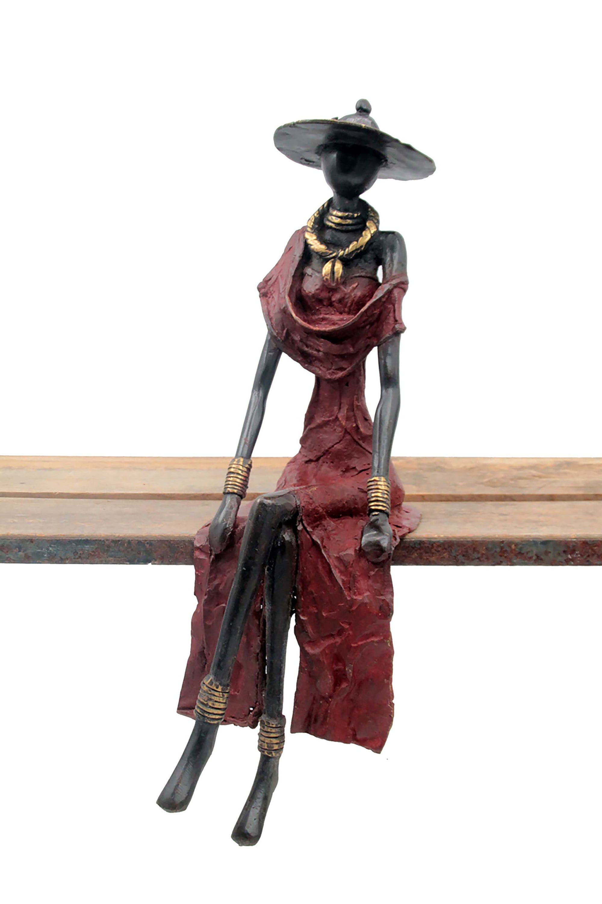 Bronze assis 40 cm rouge n°4 Bronzes d'Afrique