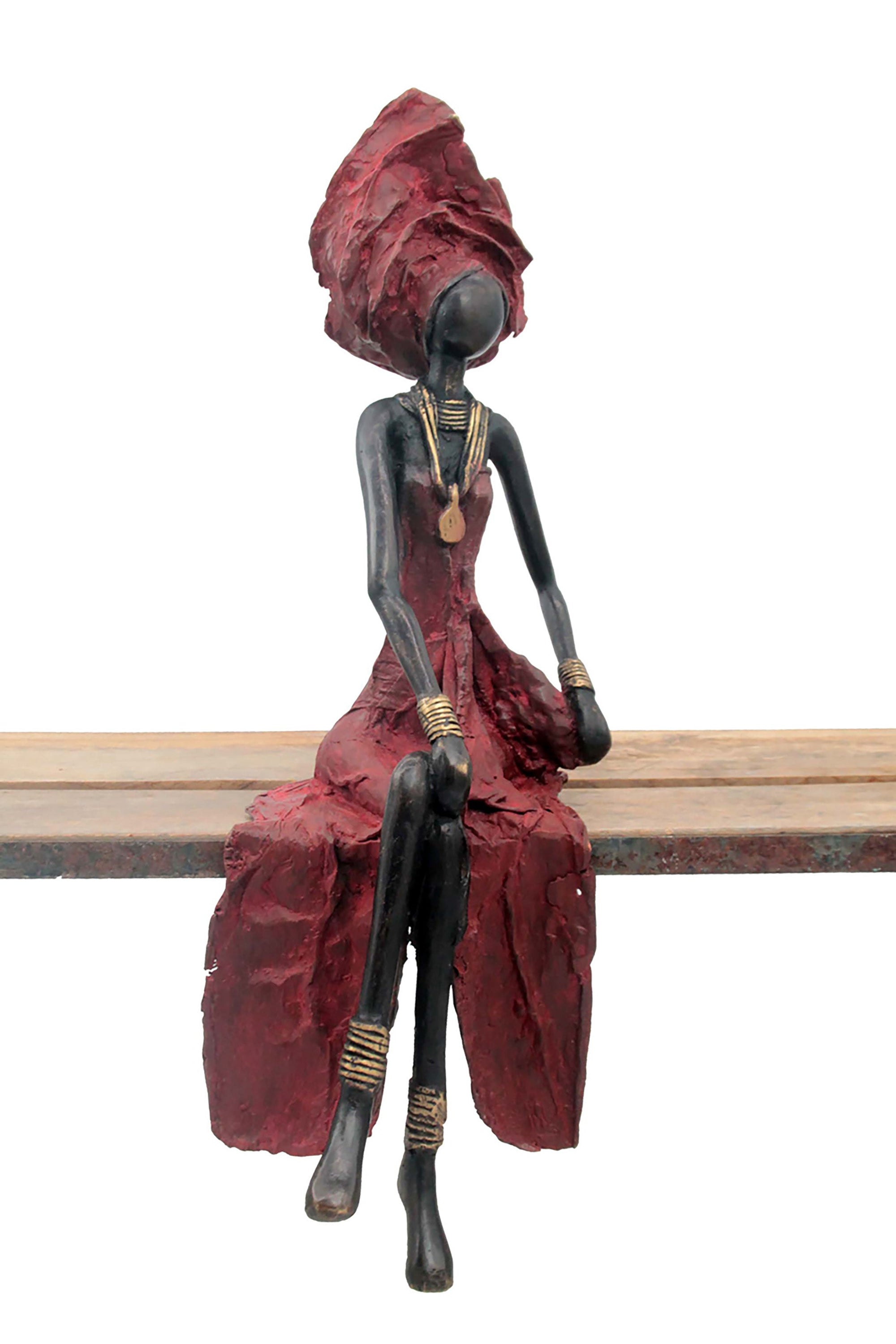 Bronze assis 40 cm rouge n°11 Bronzes d'Afrique