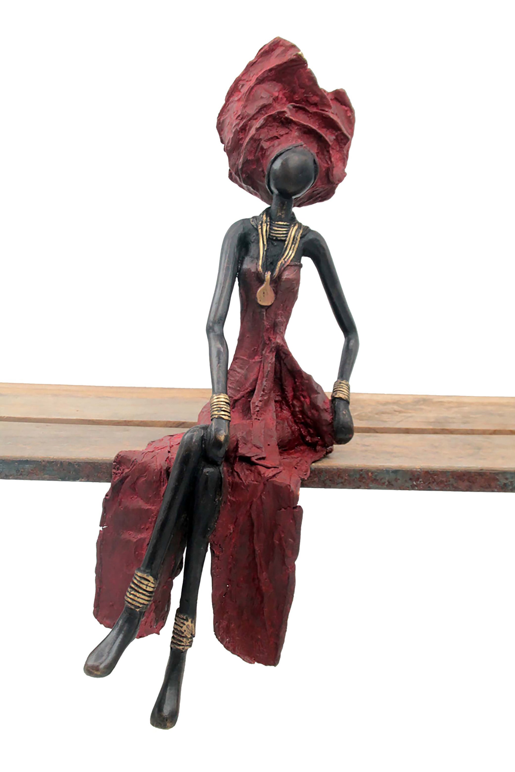 Bronze assis 40 cm rouge n°11 Bronzes d'Afrique