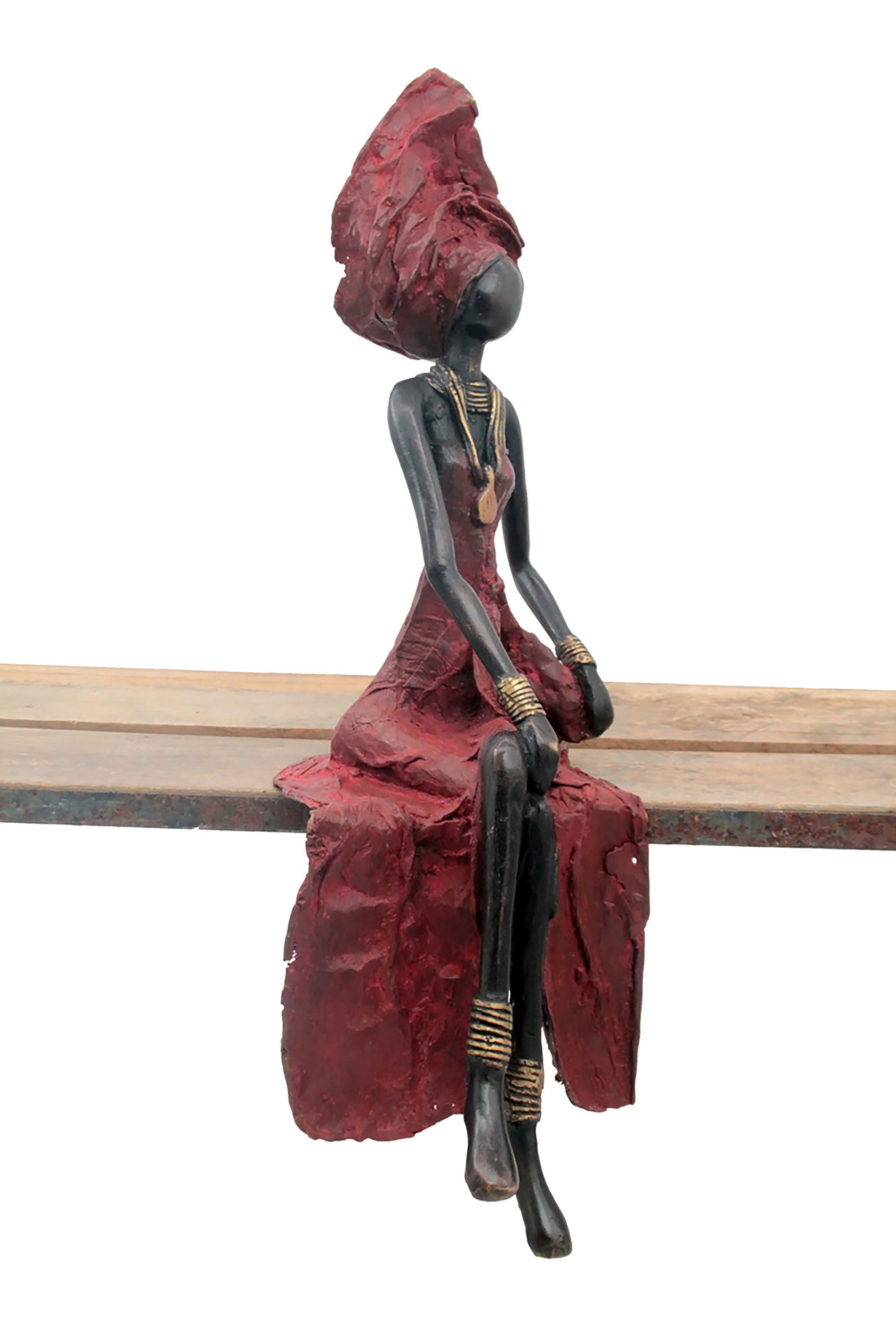 Bronze assis 40 cm rouge n°11 Bronzes d'Afrique