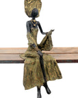 Bronze assis 40 cm vert n°4 Bronzes d'Afrique