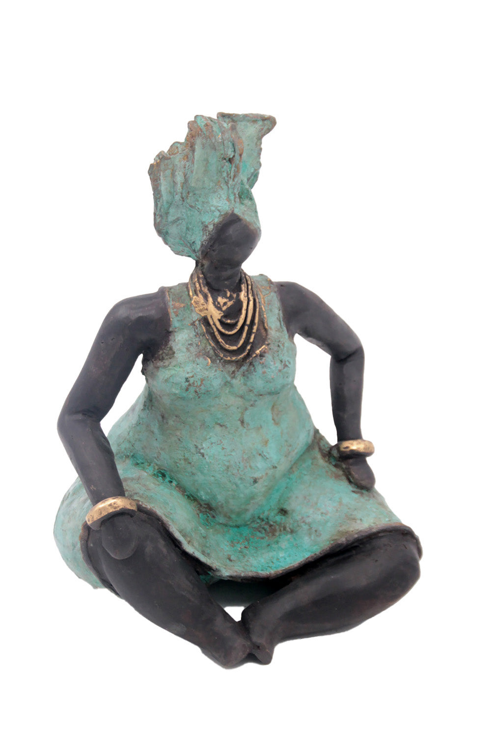 Bronze Big Mama 25 cm turquoise n°1 Bronzes d'Afrique