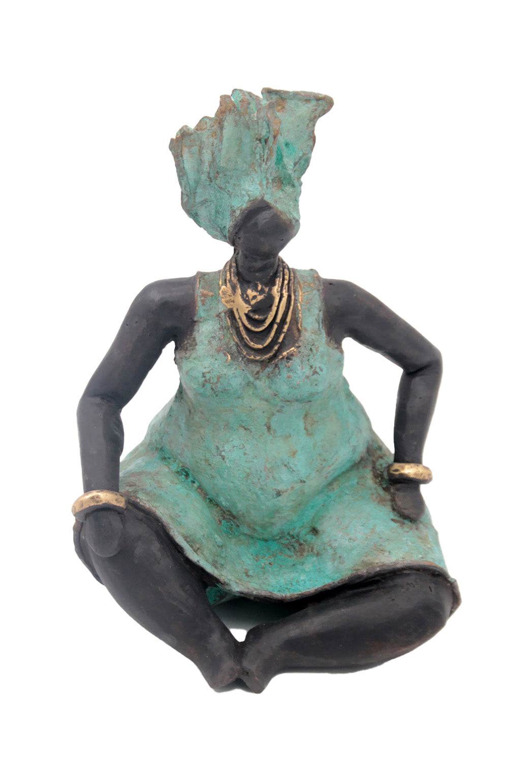 Bronze Big Mama 25 cm turquoise n°1 Bronzes d'Afrique