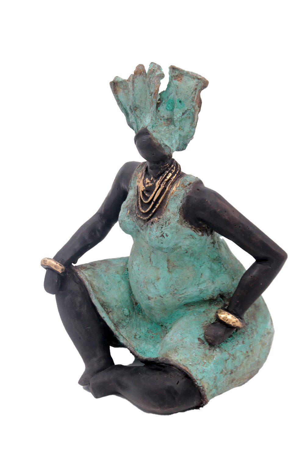 Bronze Big Mama 25 cm turquoise n°1 Bronzes d'Afrique