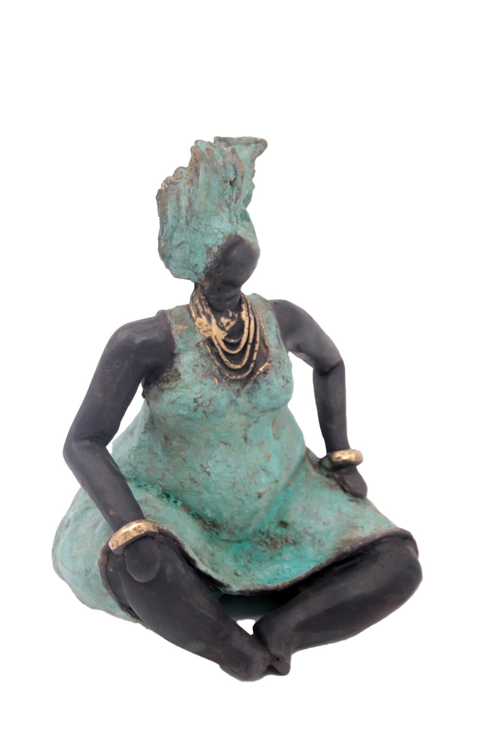 Bronze Big Mama 25 cm turquoise n°1 Bronzes d'Afrique