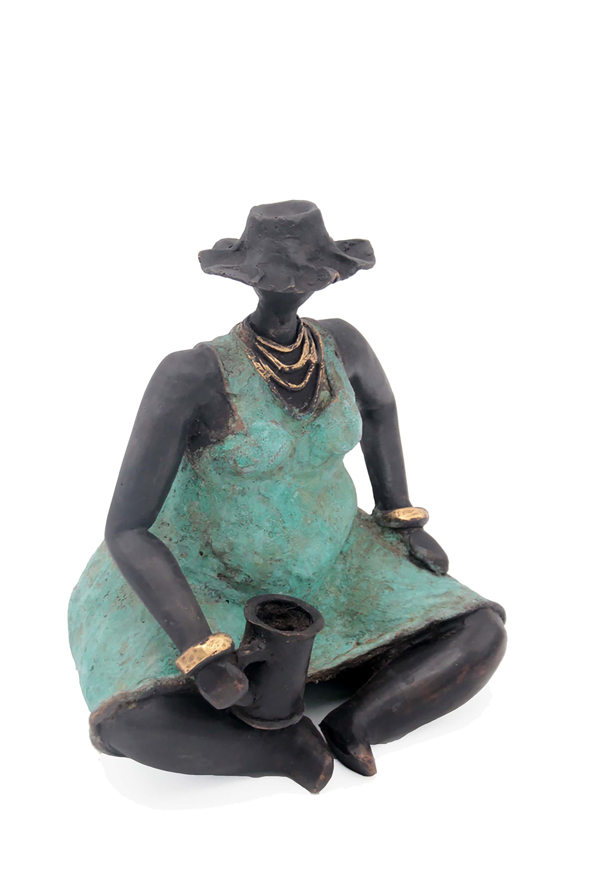Bronze Big Mama 25 cm turquoise n°2 Bronzes d'Afrique
