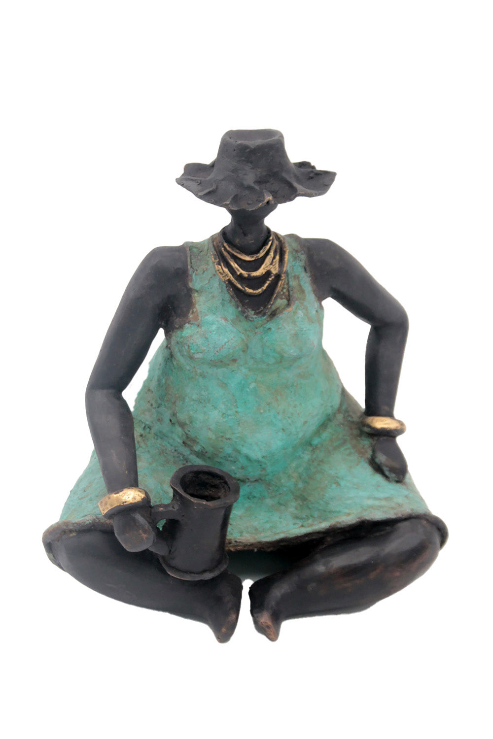 Bronze Big Mama 25 cm turquoise n°2 Bronzes d'Afrique