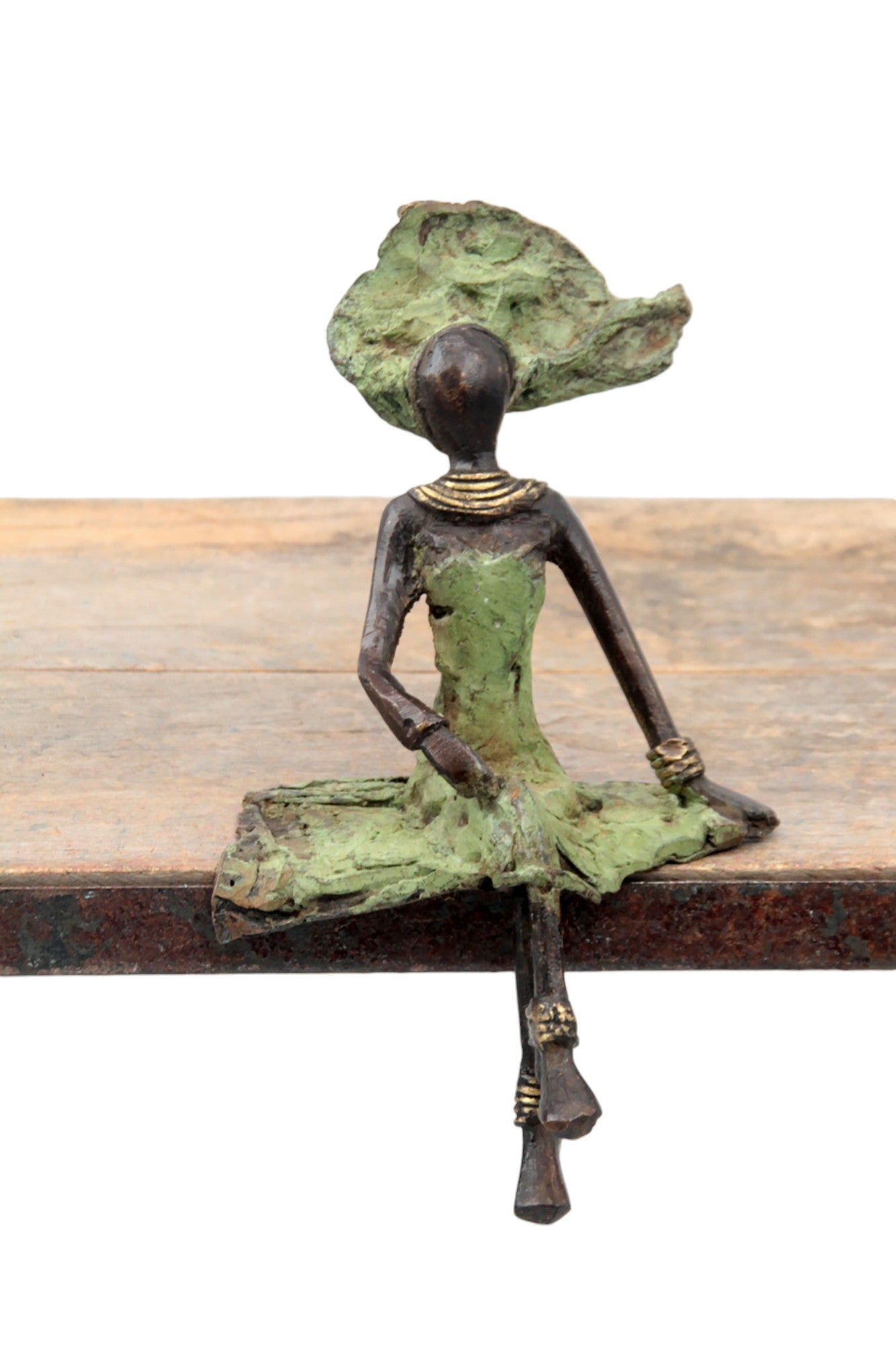Bronze assis 15 cm vert n°5