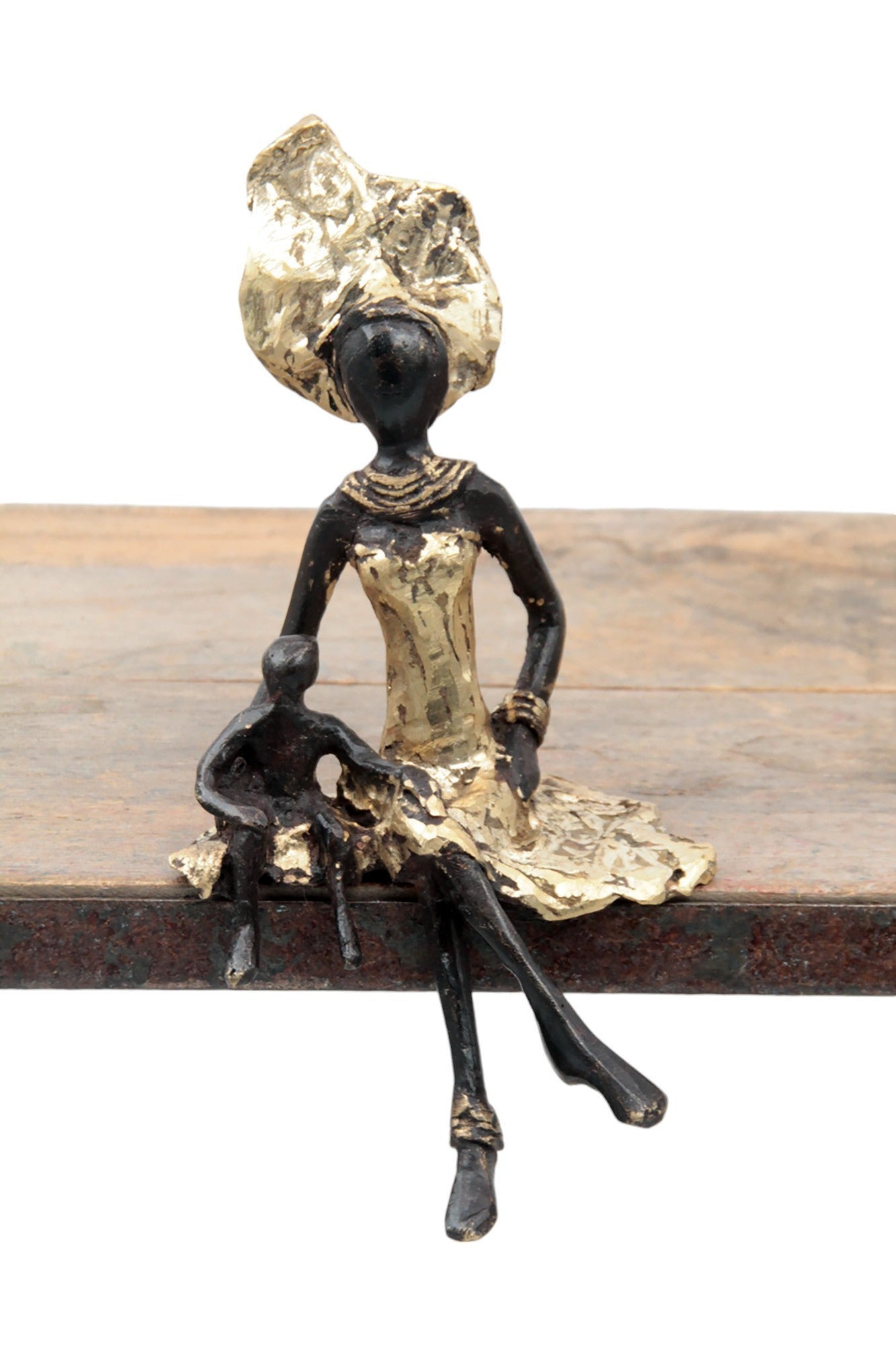 Bronze assis 15 cm doré n°17