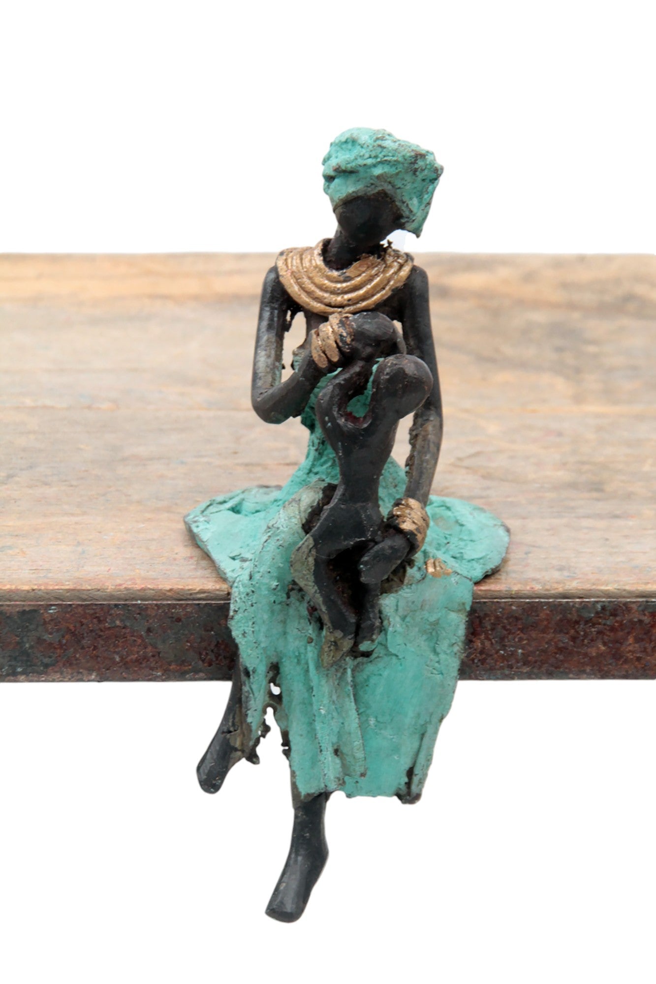 Bronze assis 15 cm turquoise n°16