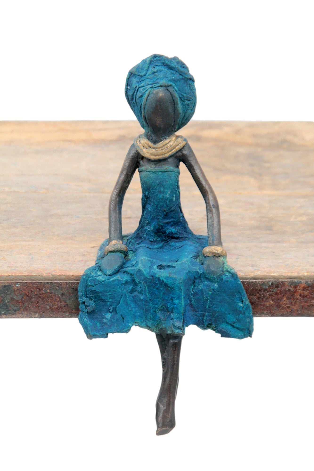 Bronze assis 15 cm bleu n°2