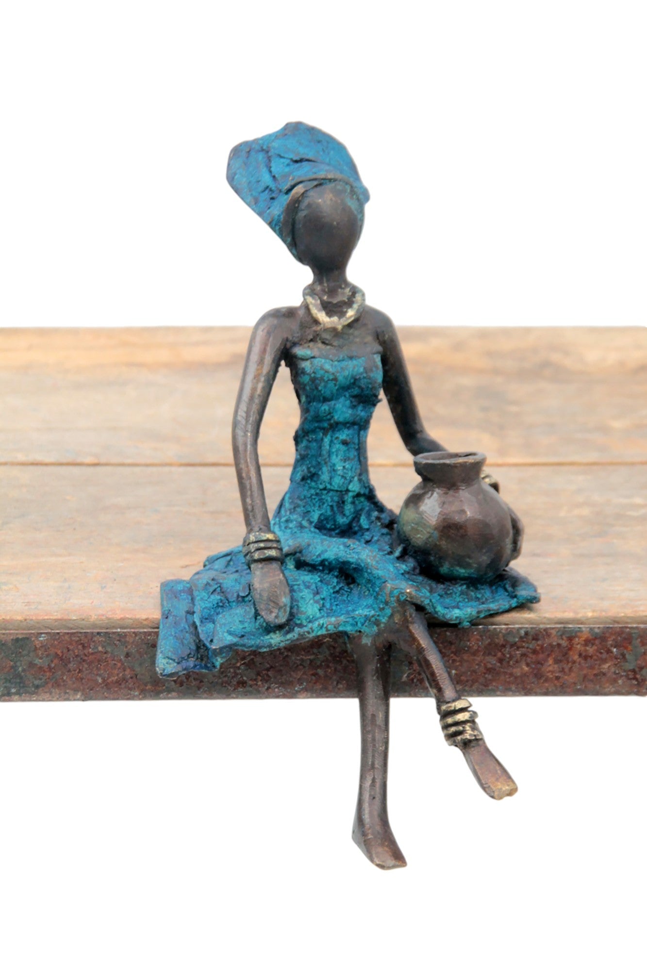 Bronze assis 15 cm bleu n°16