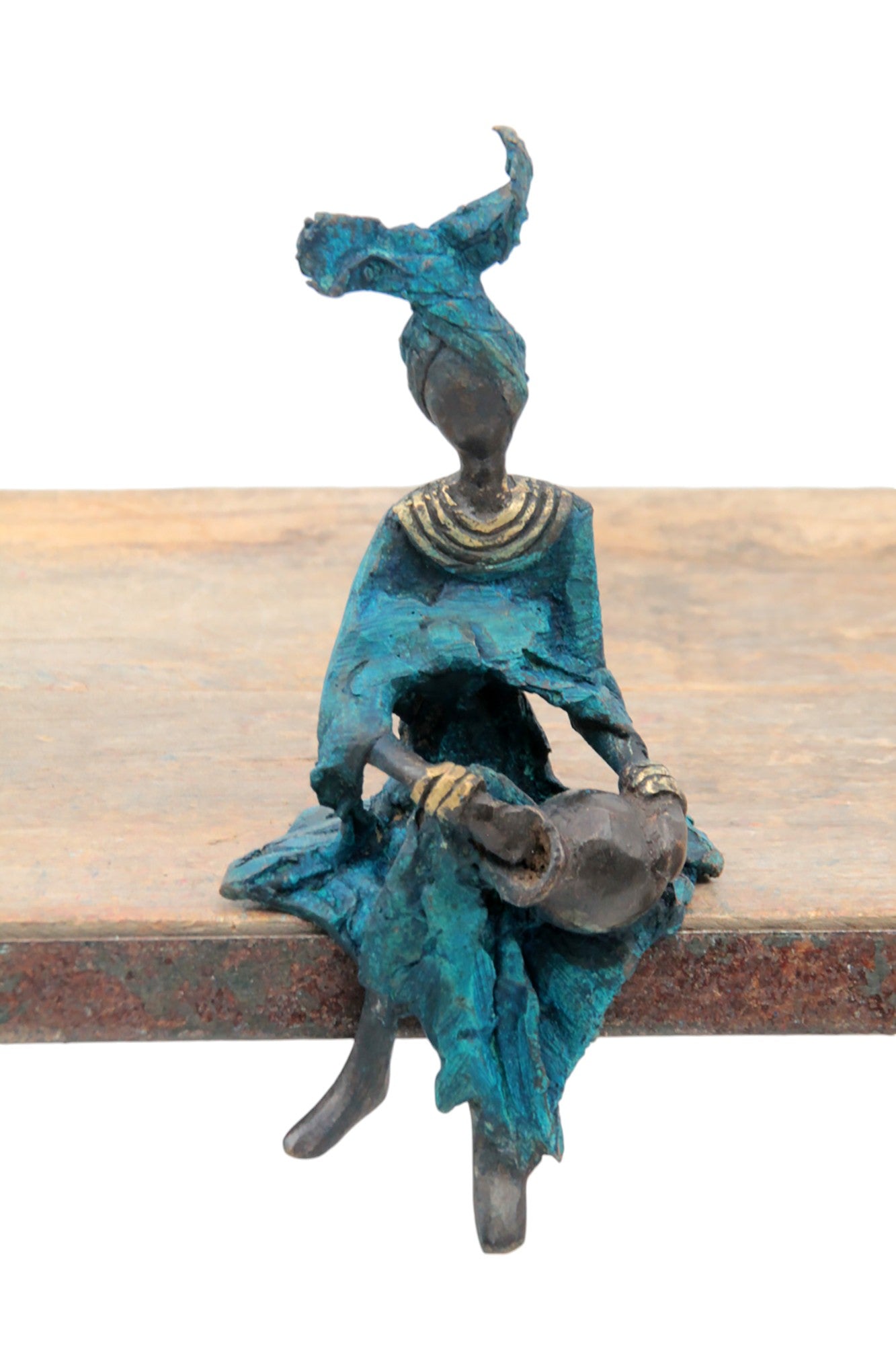 Bronze assis 15 cm bleu n°18